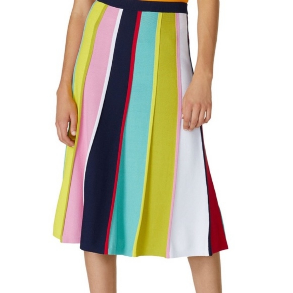 J. Crew Multicolor Striped Midi Skirt